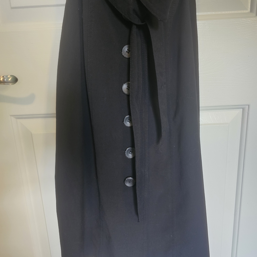 Sandra Darren Button Down & Belted Black Midi Dress Women's Sz 6 - Picture 7 of 12